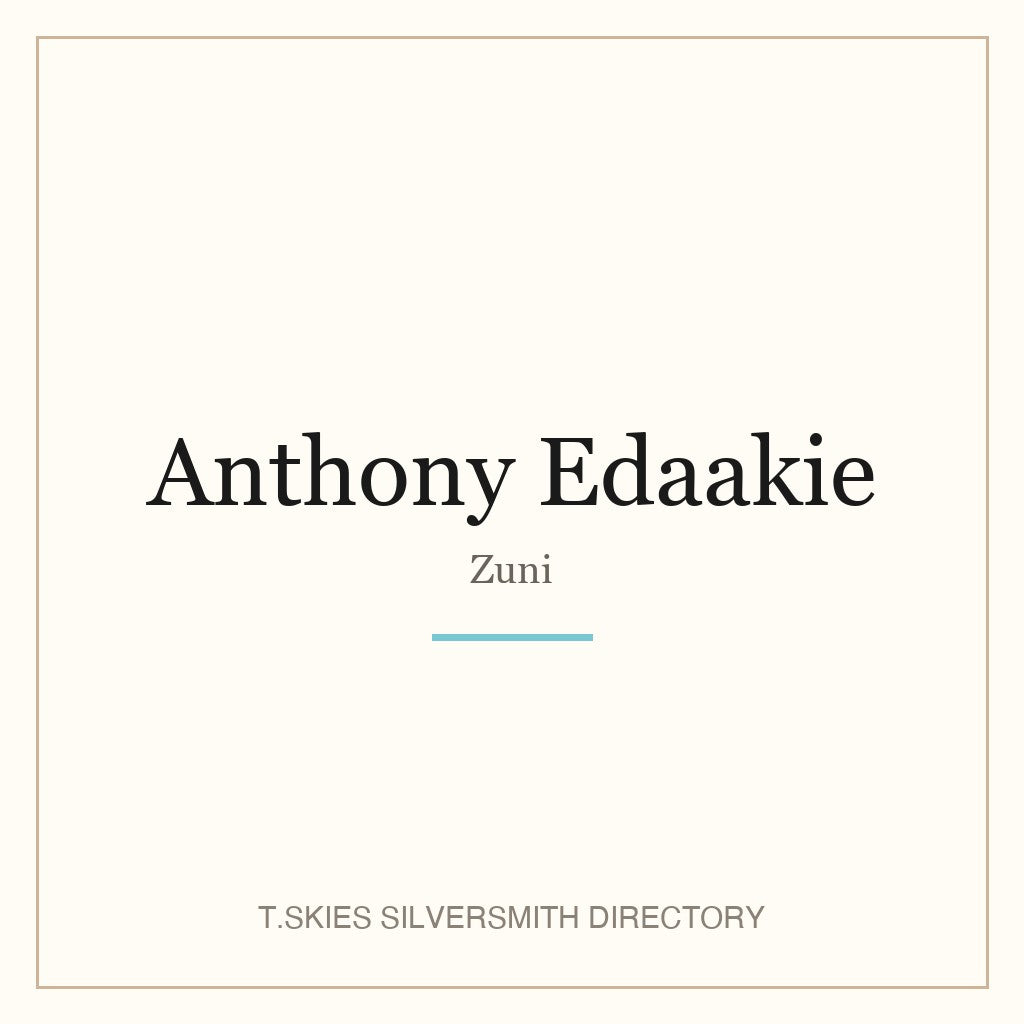 Name-card for Anthony Edaakie (Zuni silversmith) — T.Skies Silversmith Directory