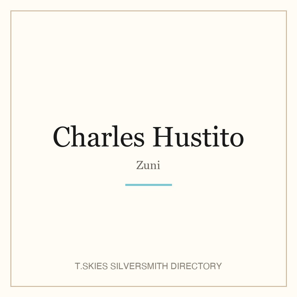 Name-card for Charles Hustito (Zuni silversmith) — T.Skies Silversmith Directory