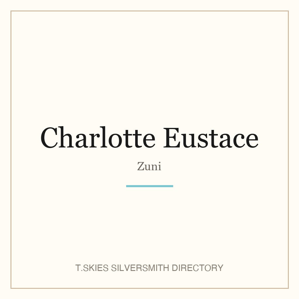 Name-card for Charlotte Eustace (Zuni silversmith) — T.Skies Silversmith Directory