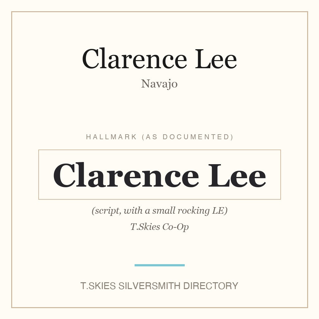 Clarence Lee — Navajo silversmith hallmark namecard