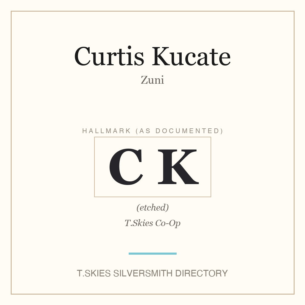 Curtis Kucate — Zuni silversmith hallmark namecard