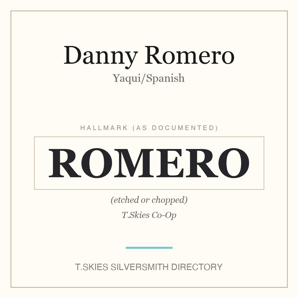 Danny Romero — Yaqui/Spanish silversmith hallmark namecard