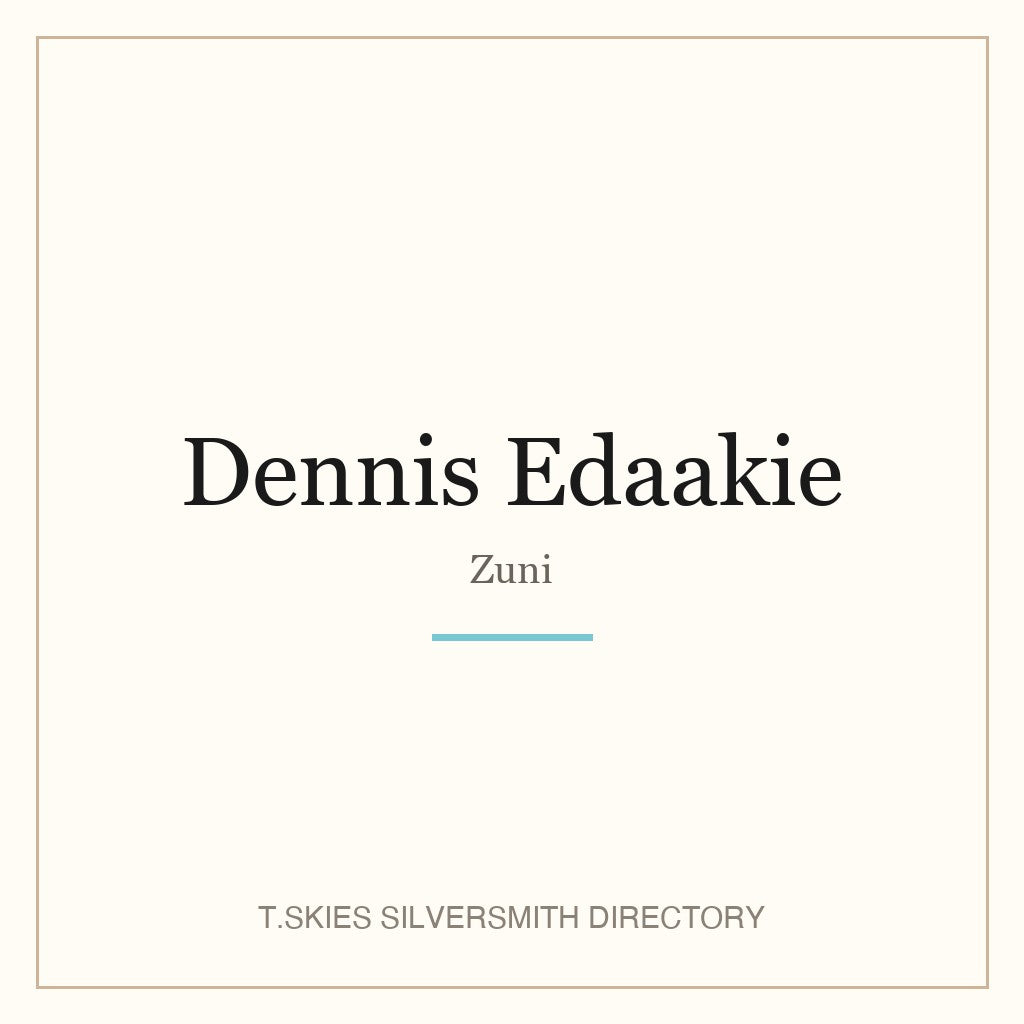 Name-card for Dennis Edaakie (Zuni silversmith) — T.Skies Silversmith Directory