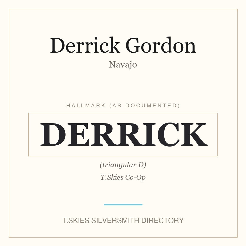 Derrick Gordon — Navajo silversmith hallmark namecard