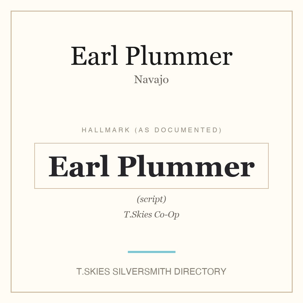 Earl Plummer — Navajo silversmith hallmark namecard