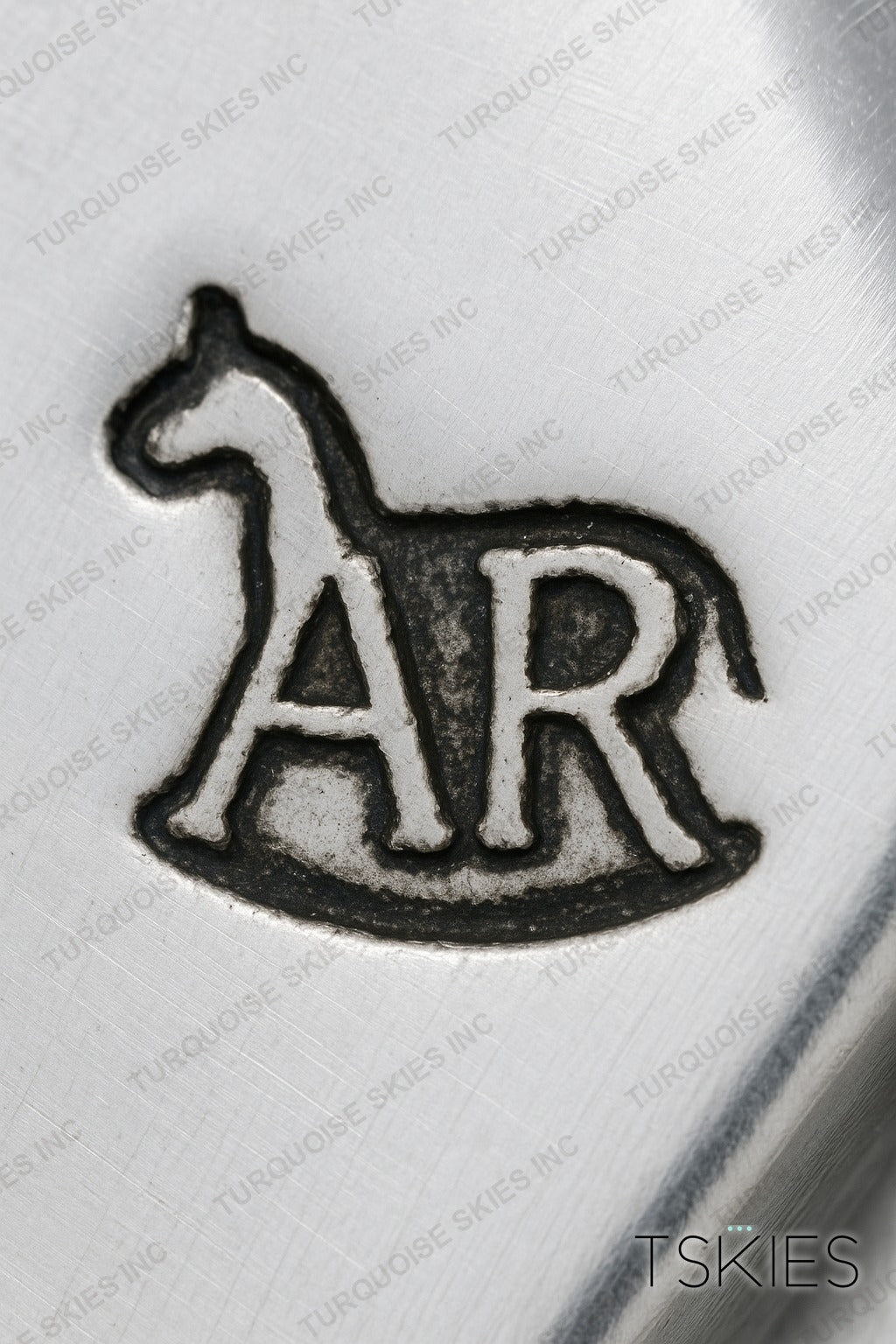 Hallmark of Ambrose Roanhorse (Navajo) - AR formed into a rocking horse shape, as documented in Hougart - recreated on sterling silver by T.Skies