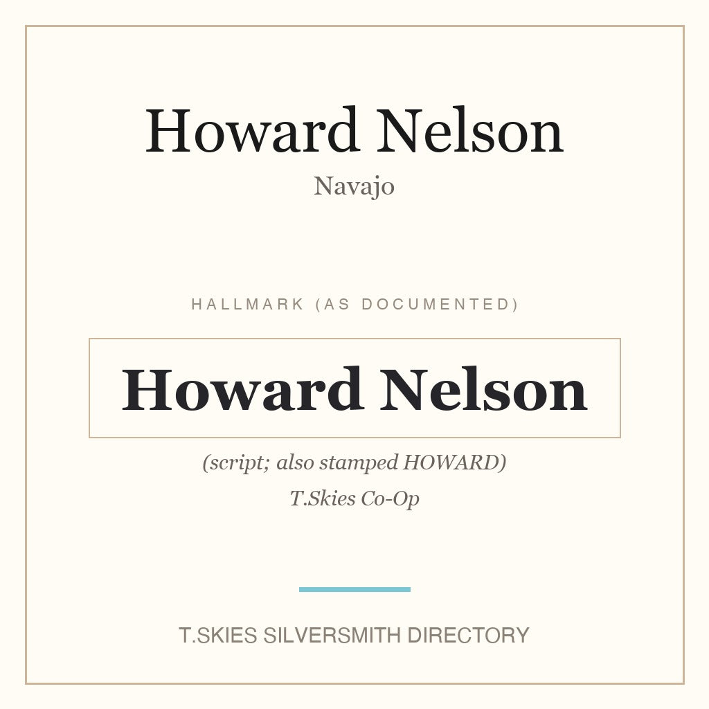 Howard Nelson — Navajo silversmith hallmark namecard