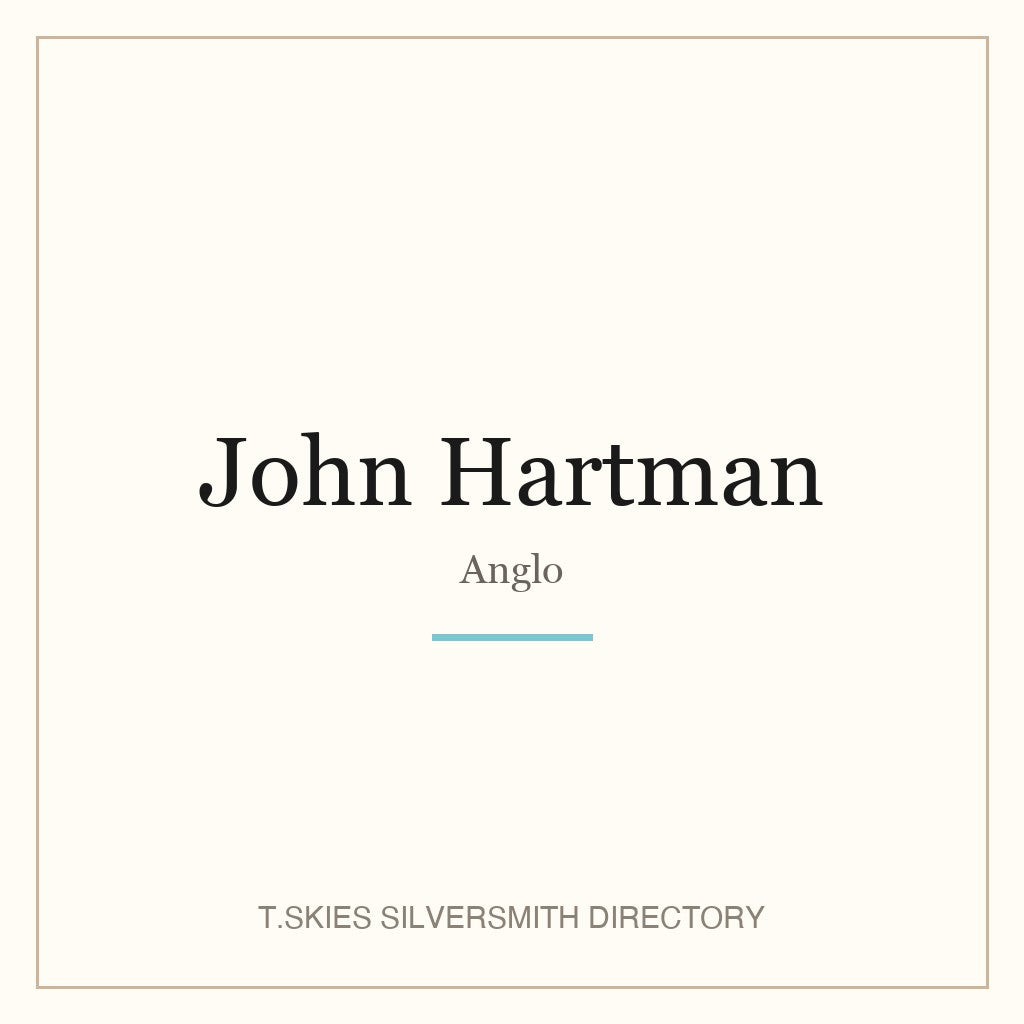 Name-card for John Hartman (Anglo silversmith) — T.Skies Silversmith Directory