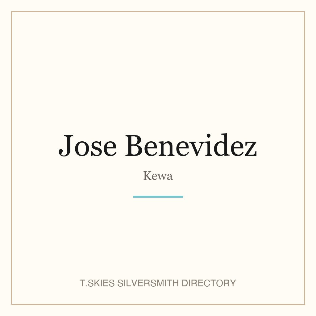 Name-card for Jose Benevidez (Kewa silversmith) — T.Skies Silversmith Directory