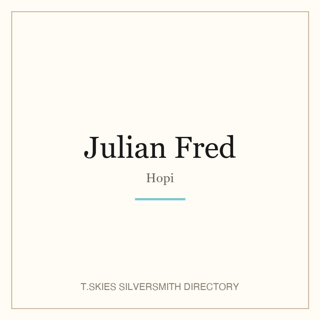 Name-card for Julian Fred (Hopi silversmith) — T.Skies Silversmith Directory
