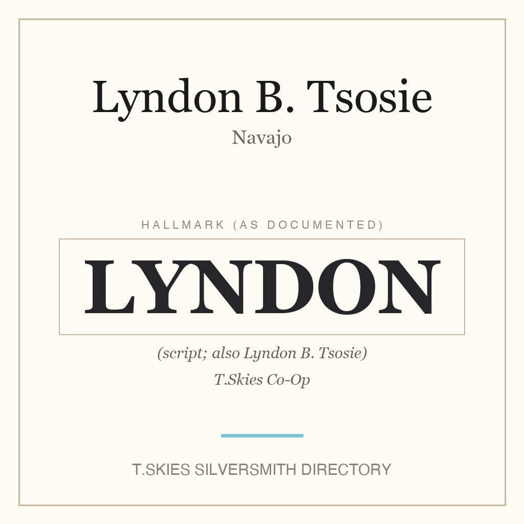 Lyndon B. Tsosie — Navajo silversmith hallmark namecard