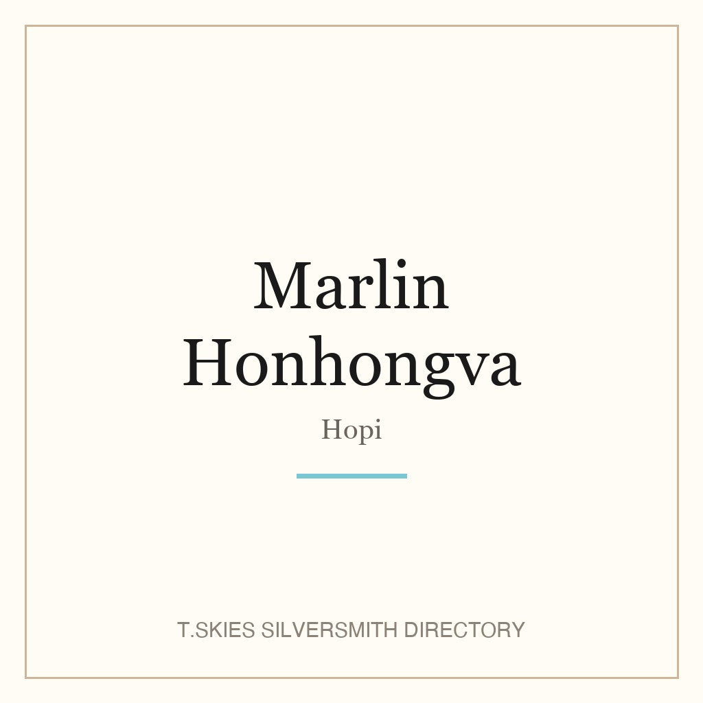 Name-card for Marlin Honhongva (Hopi silversmith) — T.Skies Silversmith Directory