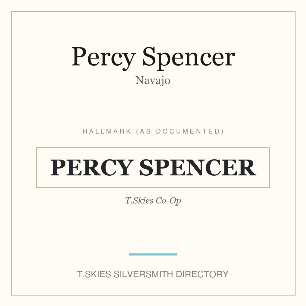 Percy Spencer — Navajo silversmith hallmark namecard