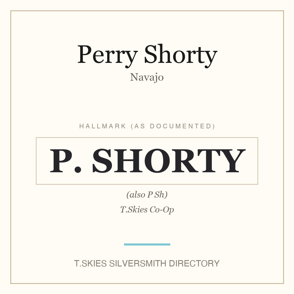 Perry Shorty — Navajo silversmith hallmark namecard