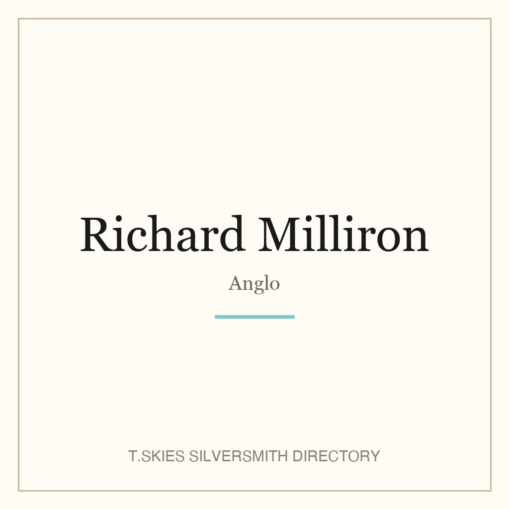 Name-card for Richard Milliron (Anglo silversmith) — T.Skies Silversmith Directory