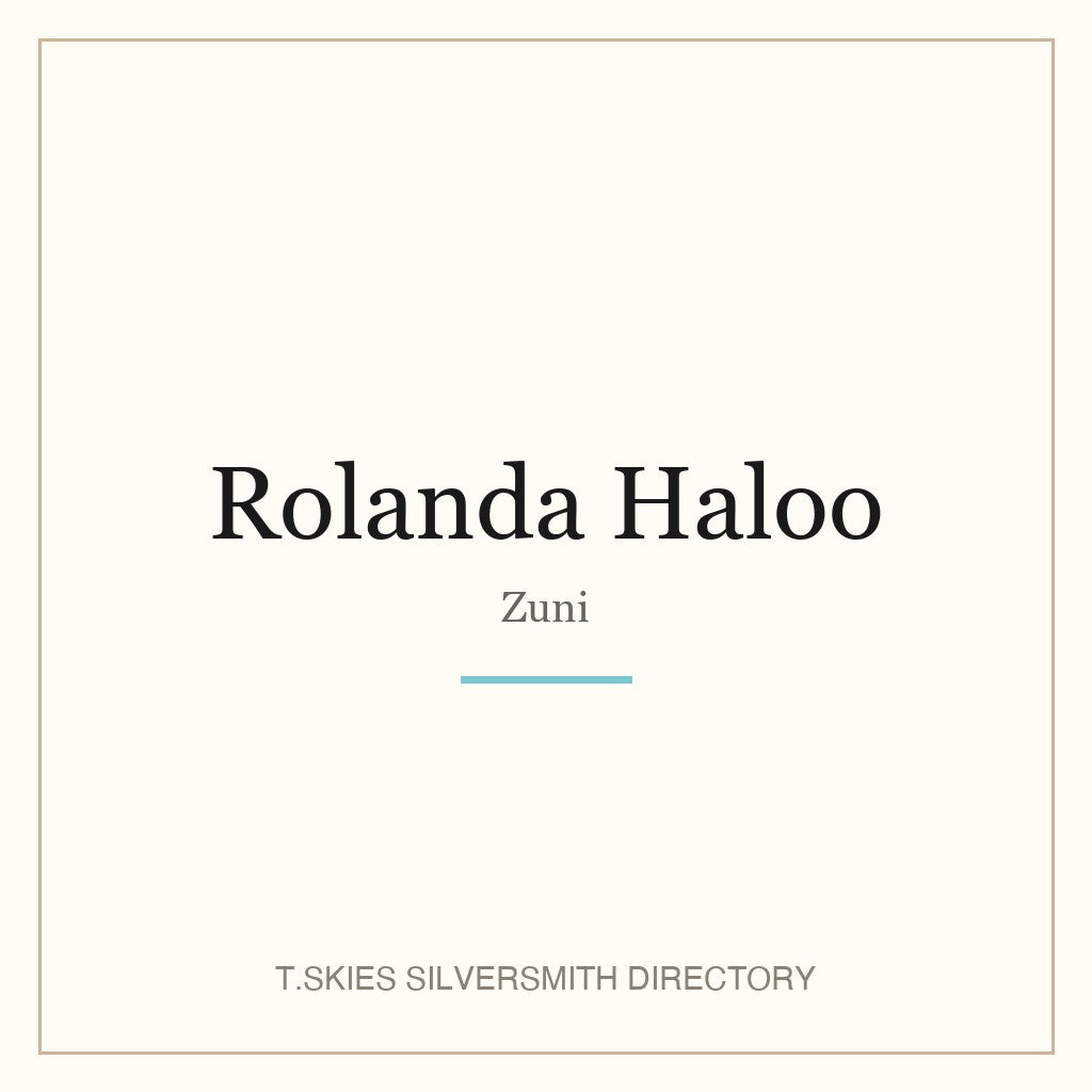 Name-card for Rolanda Haloo (Zuni silversmith) — T.Skies Silversmith Directory