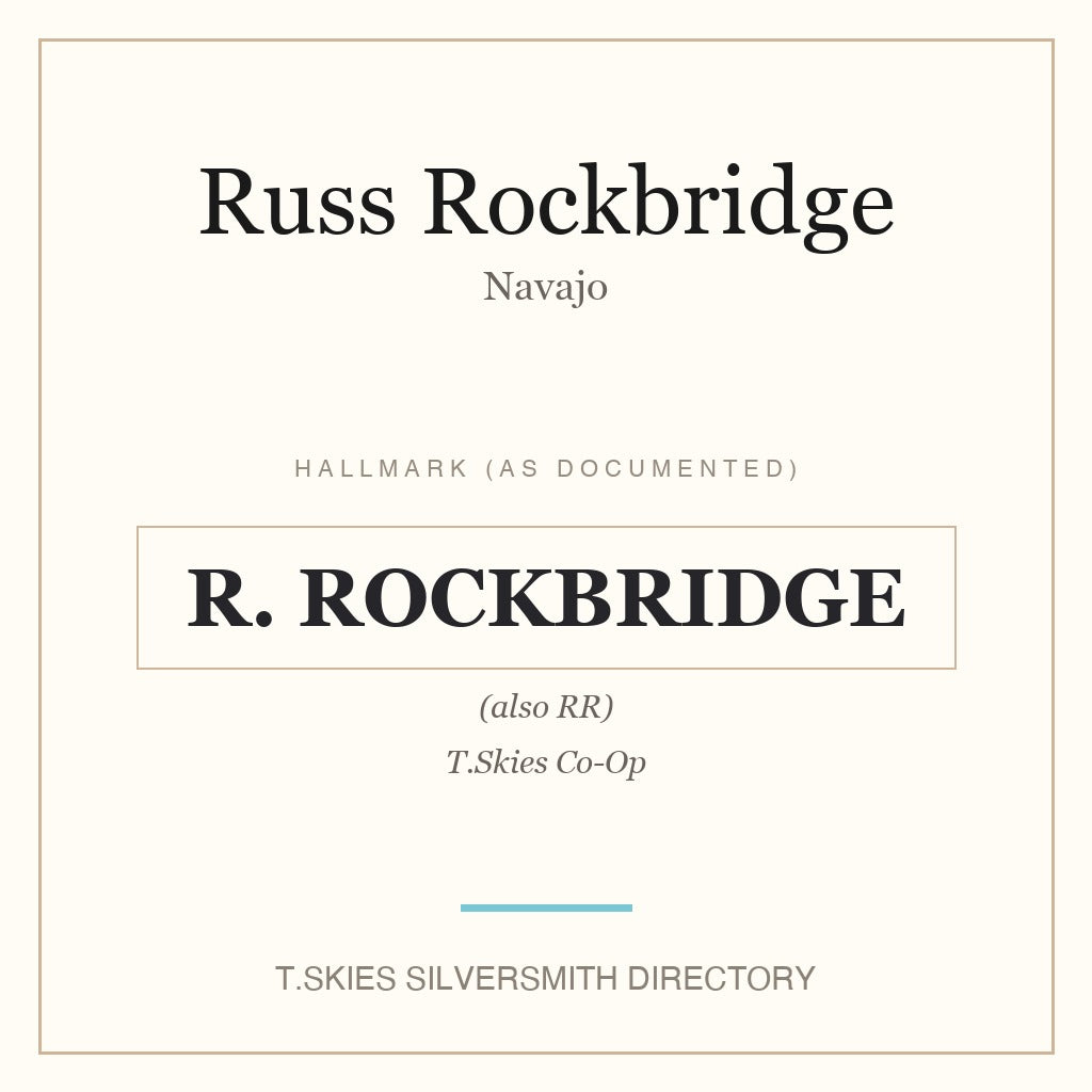 Russ Rockbridge — Navajo silversmith hallmark namecard