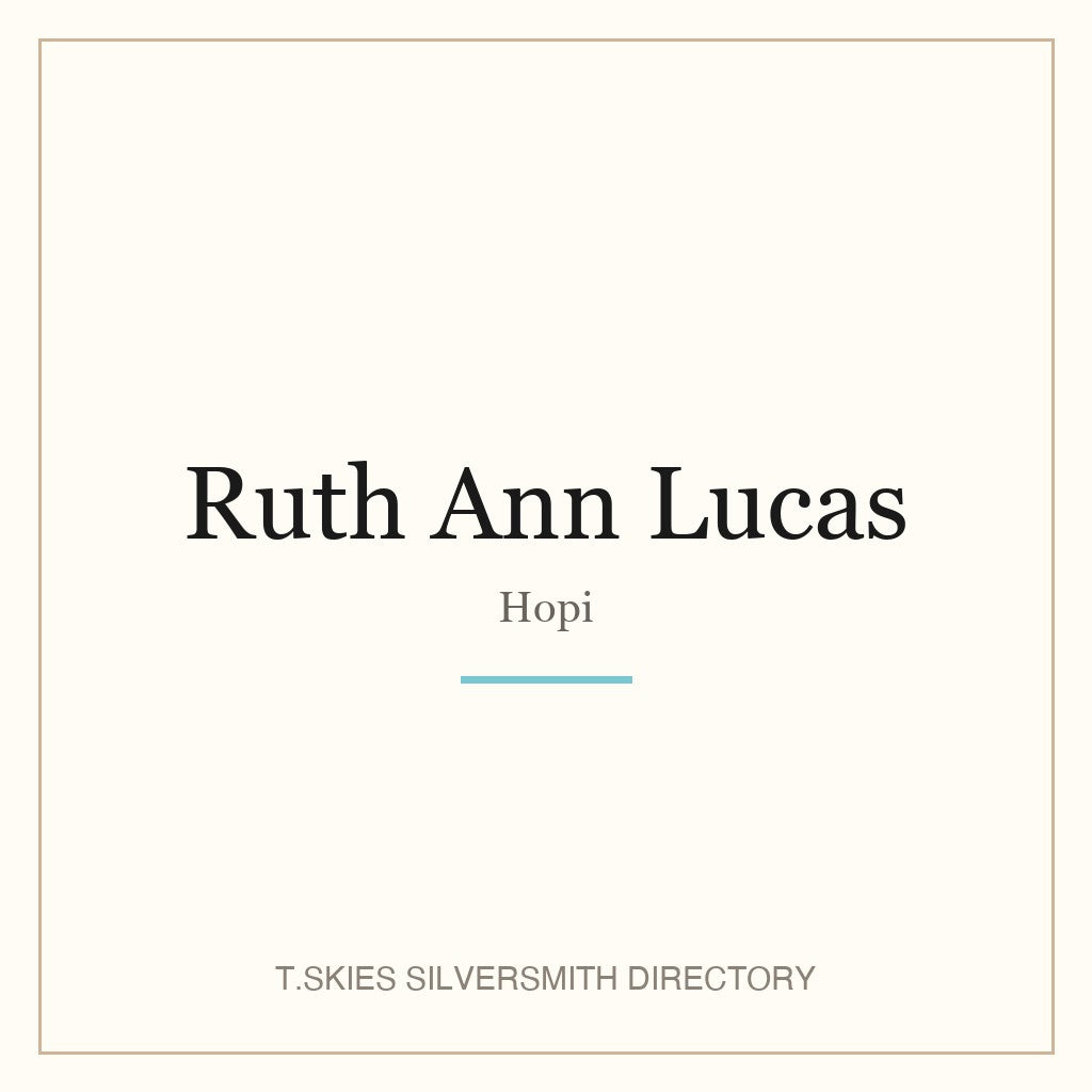 Name-card for Ruth Ann Lucas (Hopi silversmith) — T.Skies Silversmith Directory