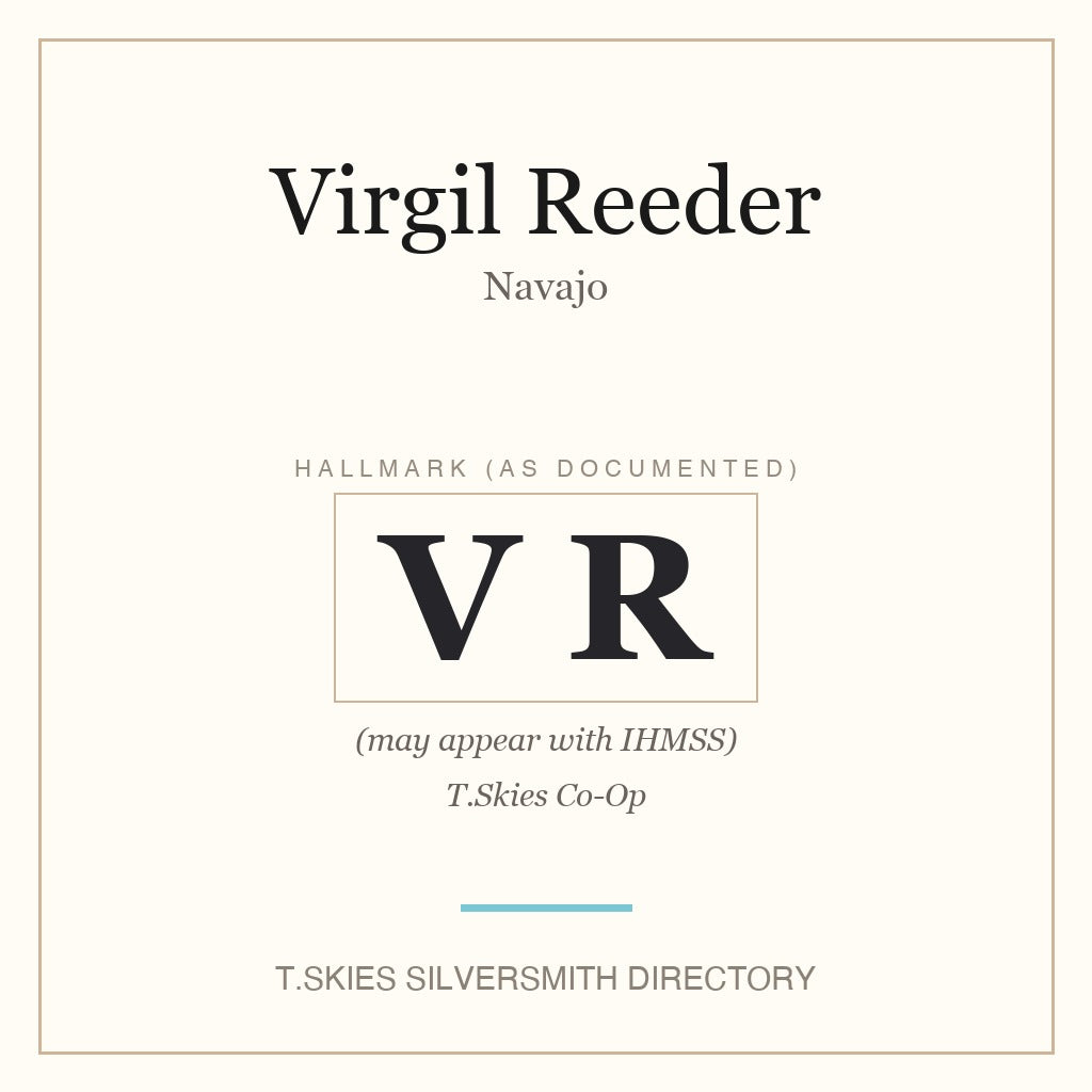 Virgil Reeder — Navajo silversmith hallmark namecard